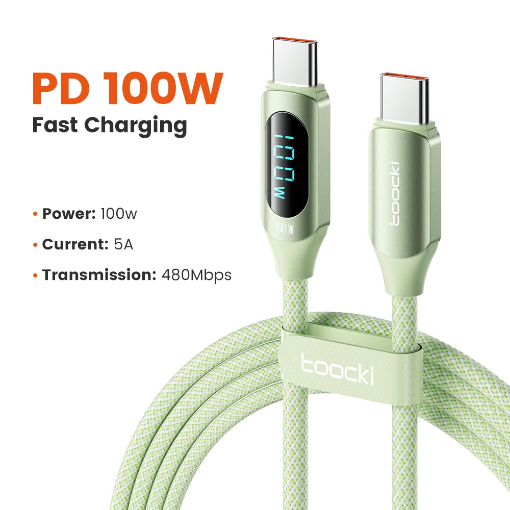 Cable USB-C 100W Toocki Carga Rápida - MacBook iPad y Más - Cervera Studio