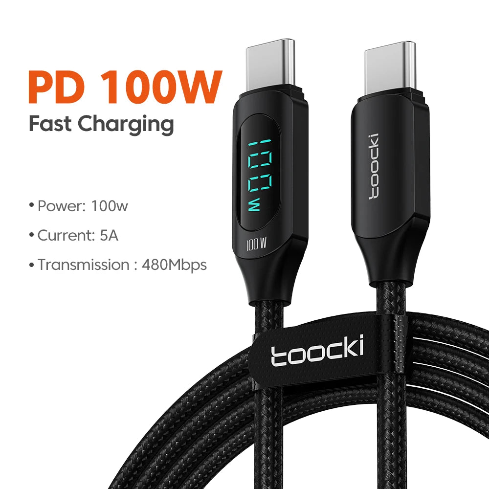 Cable USB-C 100W Toocki Carga Rápida - MacBook iPad y Más - Cervera Studio