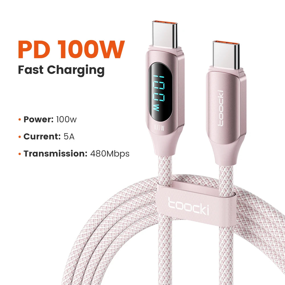Cable USB-C 100W Toocki Carga Rápida - MacBook iPad y Más - Cervera Studio