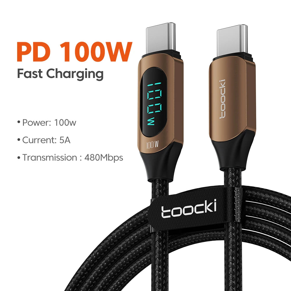 Cable USB-C 100W Toocki Carga Rápida - MacBook iPad y Más - Cervera Studio