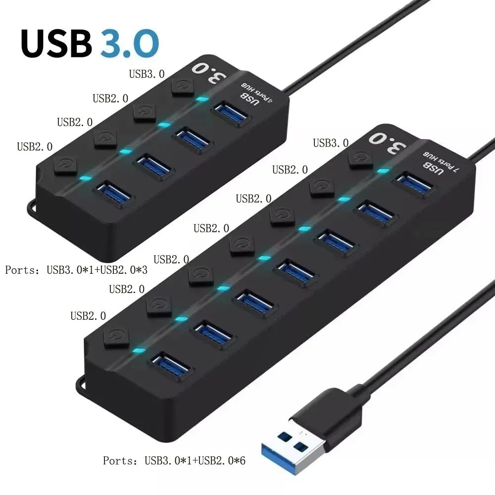 Hub USB 3.0 con 4/7 Puertos e Indicador LED - Cervera Studio