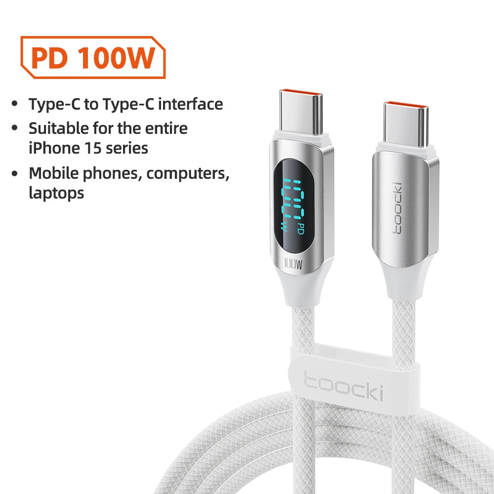 Cable USB-C 100W Toocki Carga Rápida - MacBook iPad y Más - Cervera Studio