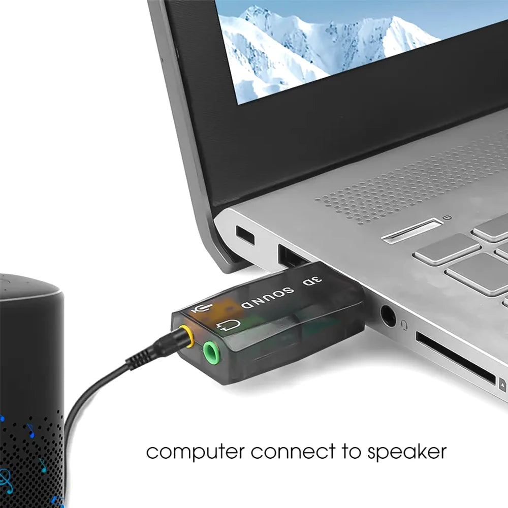 Placa de Sonido USB Externa 3D - Plug & Play para PC - Cervera Studio