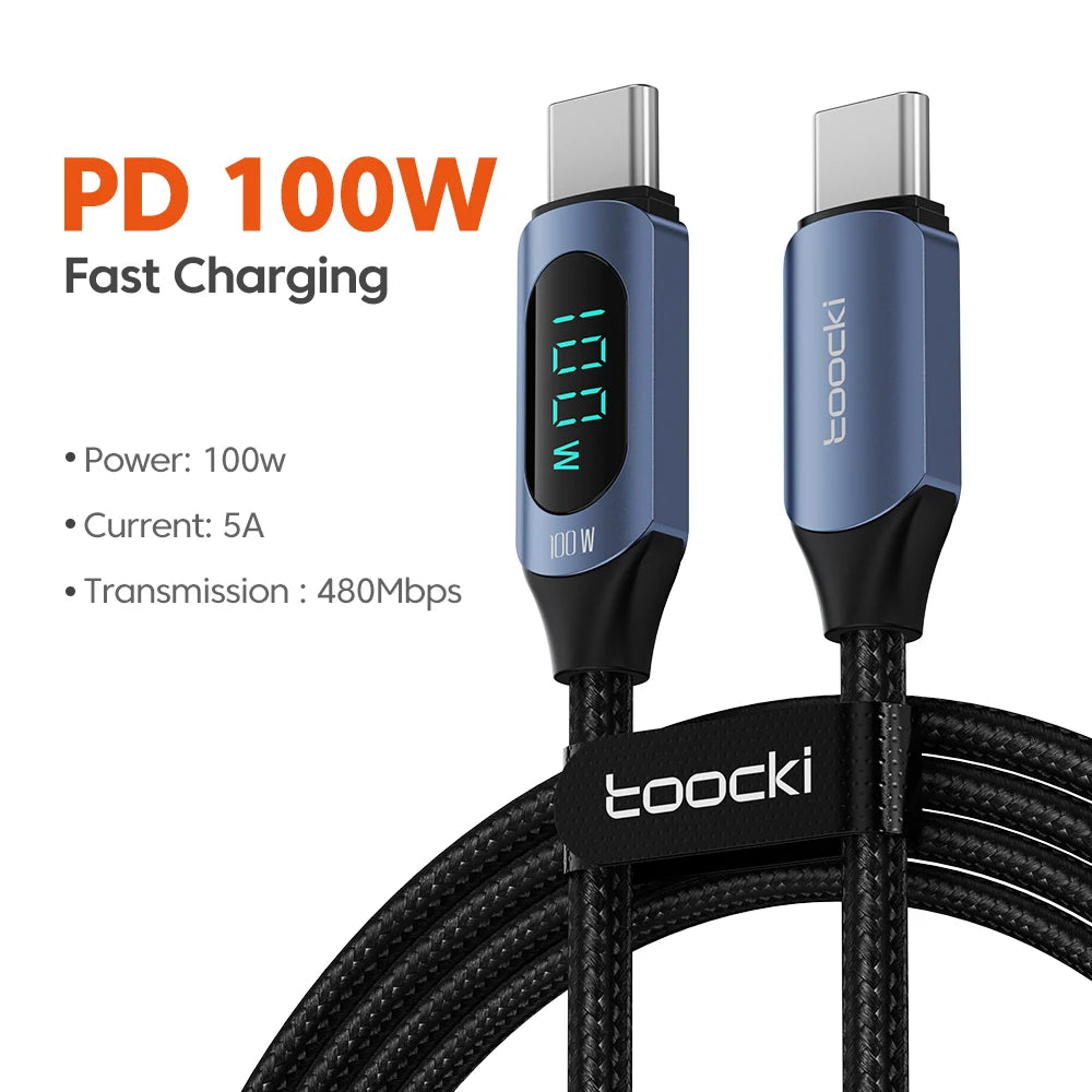 Cable USB-C 100W Toocki Carga Rápida - MacBook iPad y Más - Cervera Studio