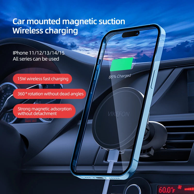 Cargador Inalámbrico Magnético Vikefon - MagSafe Compacto para Auto - Cervera Studio